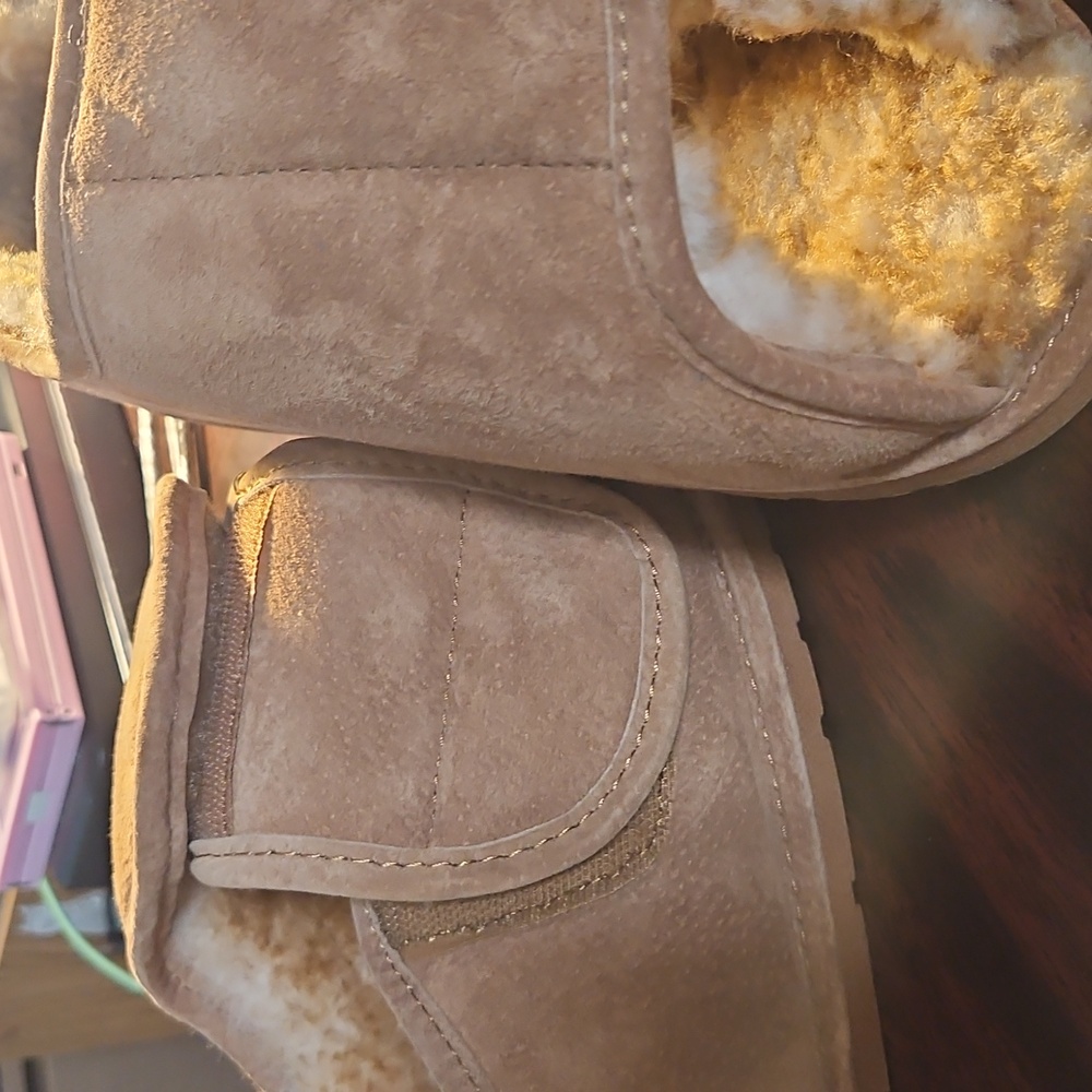 Cozy Tan Slippers with Sheepskin Fur Lining